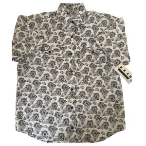 NWT ILIO‎ Paisley Print Shirt Short Sleeve Button Up Casual Top Mens Size Medium